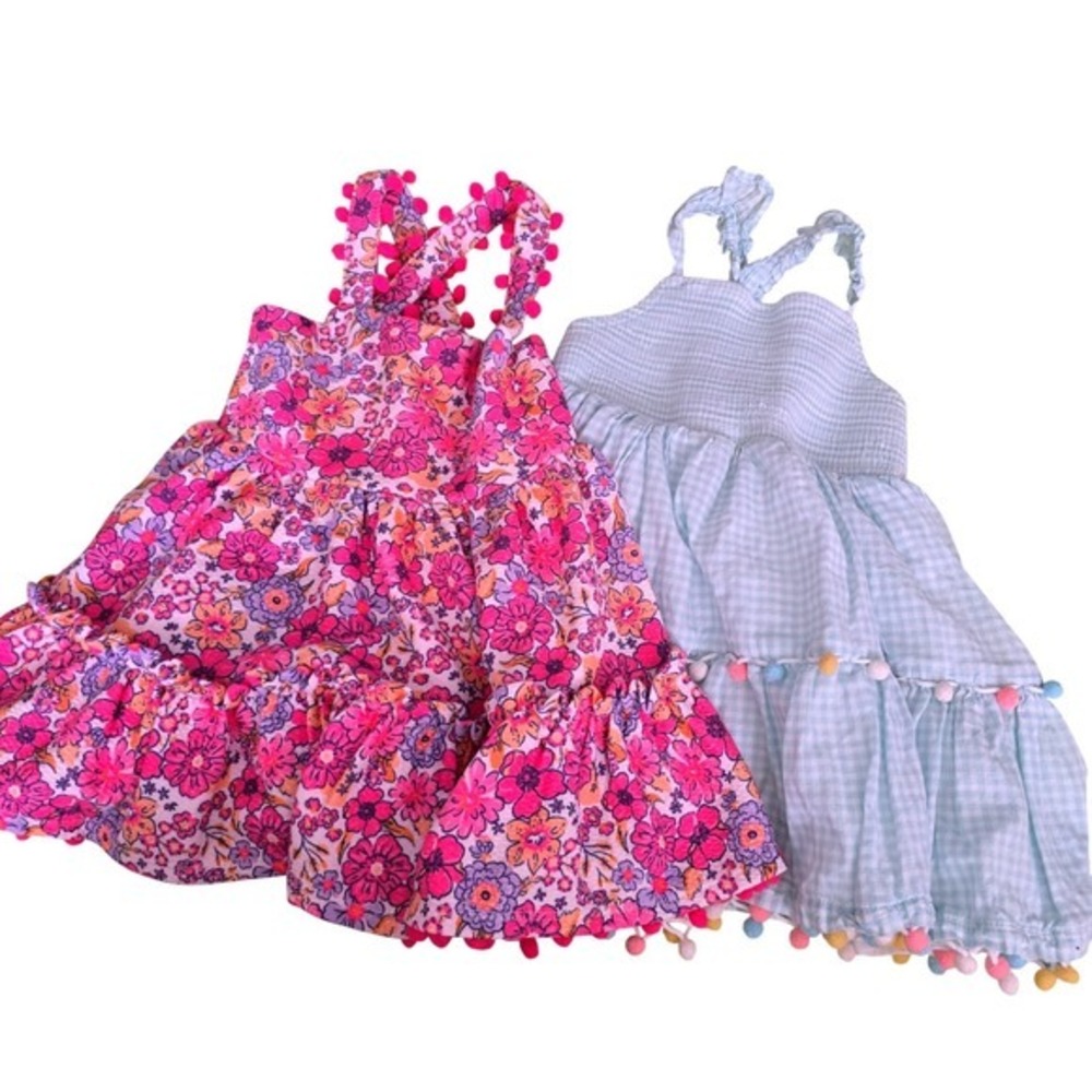 Tommy Bahama & Tahari Baby Girl‎ Sun Dress Bundle Floral Gingham Pom-Pom 12M 18M